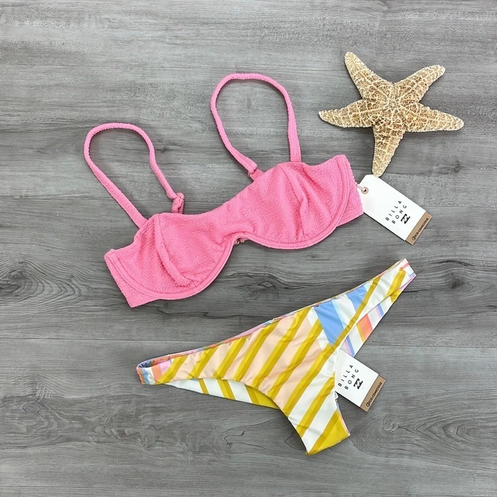 ☀️BILLABONG☀️ SO DAZED OLIVIA UNDERWIRE BREAK OF DAWN TANGA BIKINI SET